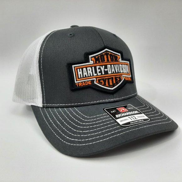 Harley-Davidson Richardson 112 Trucker Embroidered Patch Mesh Snapback Cap Hat - Picture 3 of 4